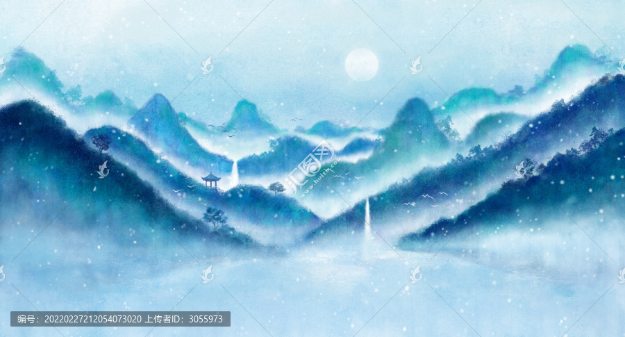 古風(fēng)意境群山裝飾畫(huà)