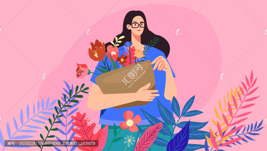 抱著鮮花的女人