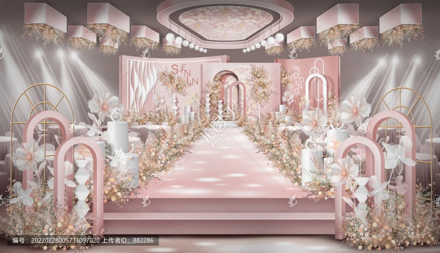 粉色婚礼舞台效果图设计