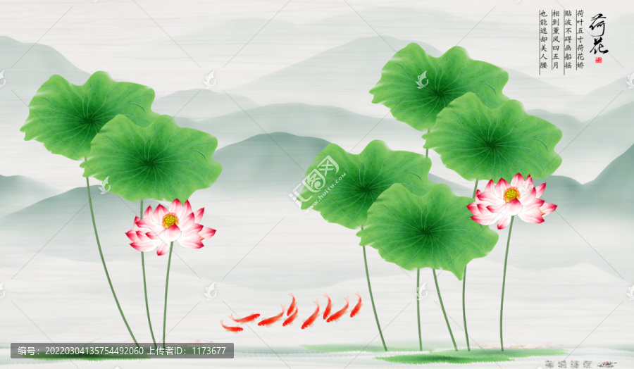 荷花背景墻