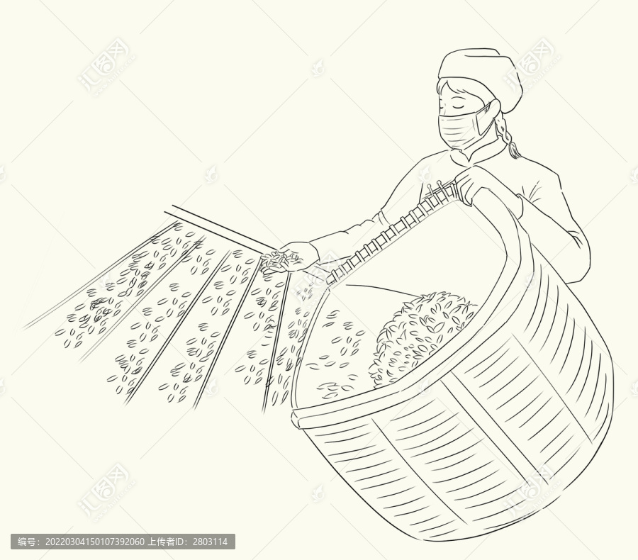 茶葉烘干簡(jiǎn)筆畫(huà)