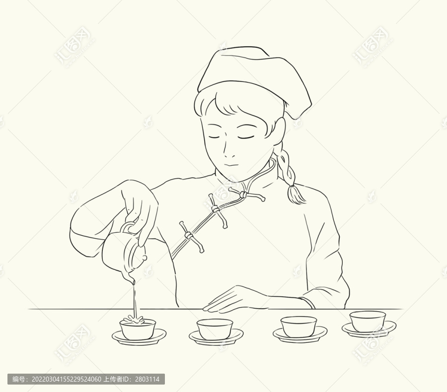 泡茶簡(jiǎn)筆畫
