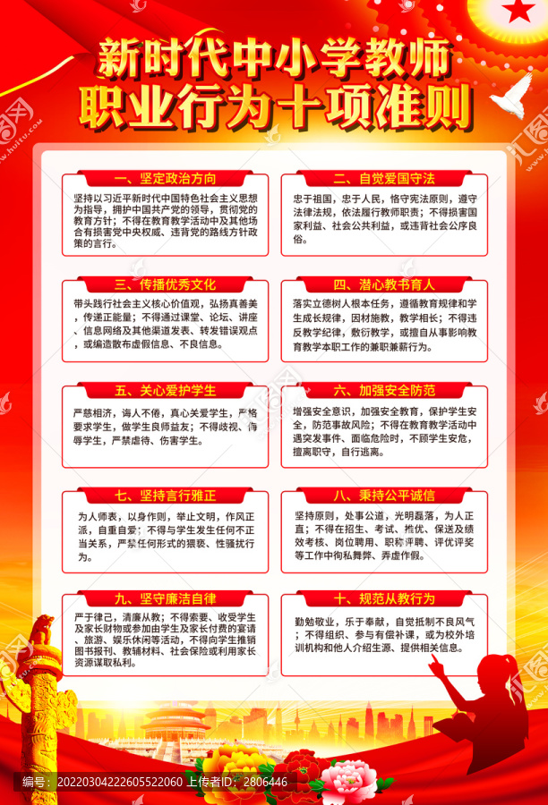 中小學(xué)教師職業(yè)行為十項(xiàng)準(zhǔn)則
