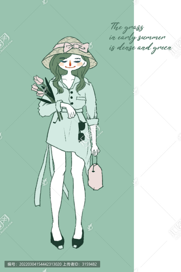 扁平插畫人物雜志時(shí)尚春裝
