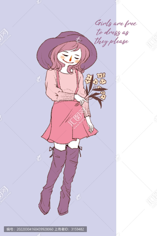 穿春裝的時(shí)尚人物插畫