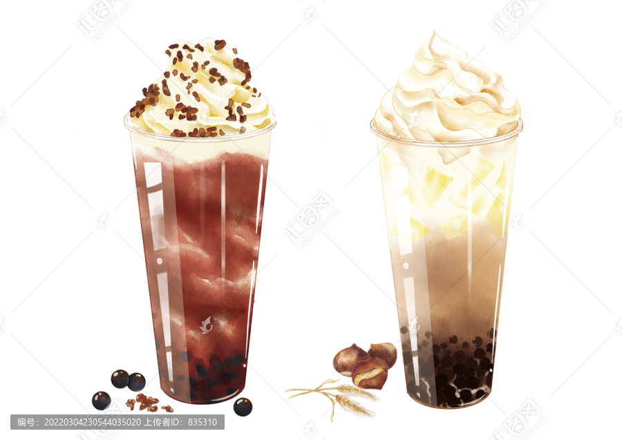 手繪冰沙奶茶夏日飲品插畫(huà)