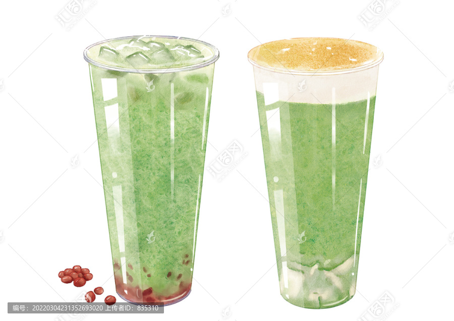 原創(chuàng)手繪抹茶飲品奶茶插畫