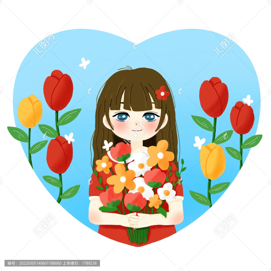 抱著花束的女孩