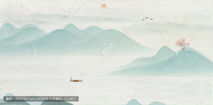 水墨山水背景墻