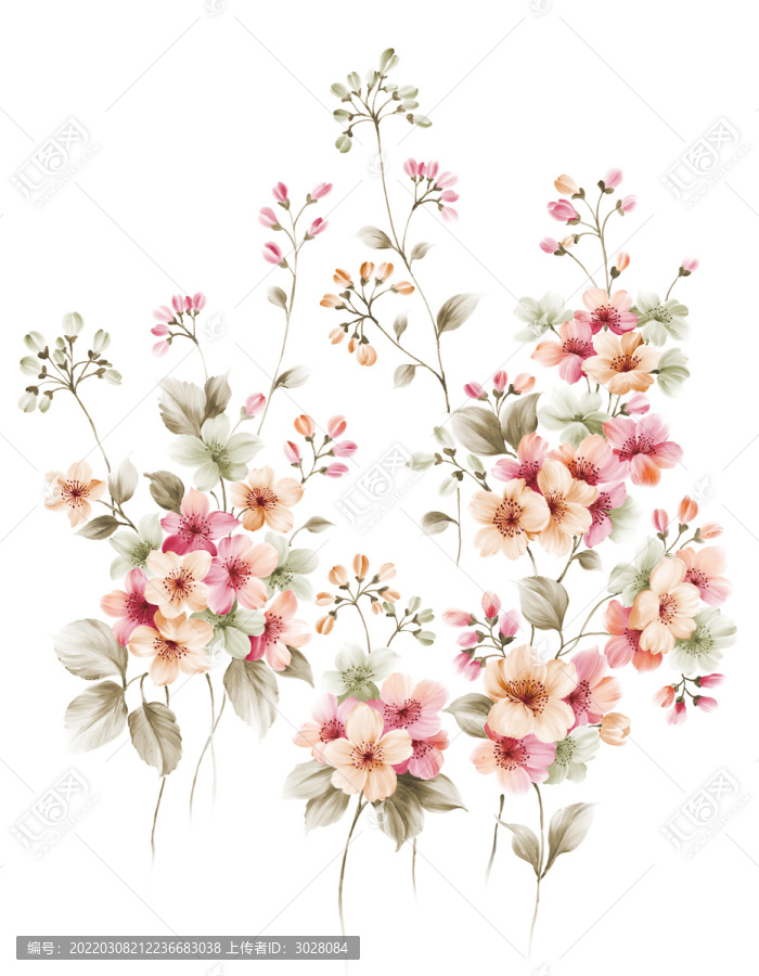 手繪小花桃花