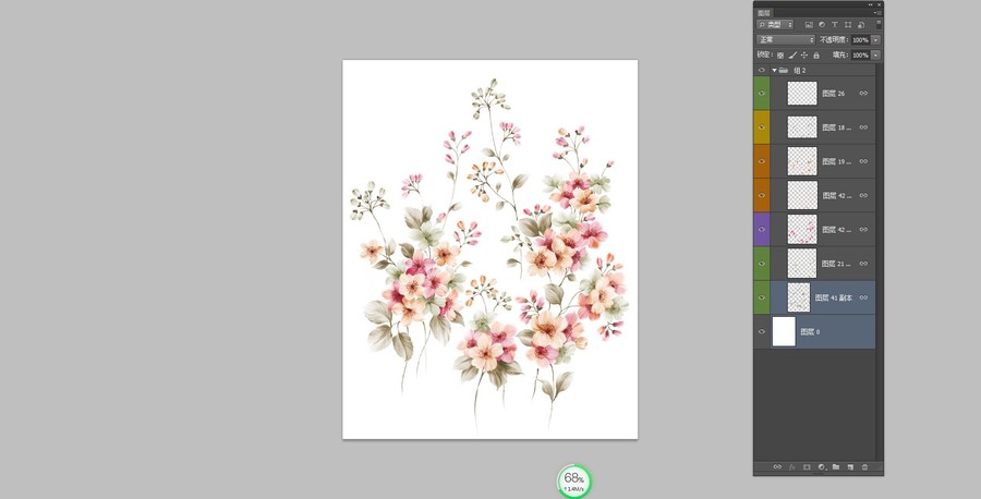 手繪小花桃花