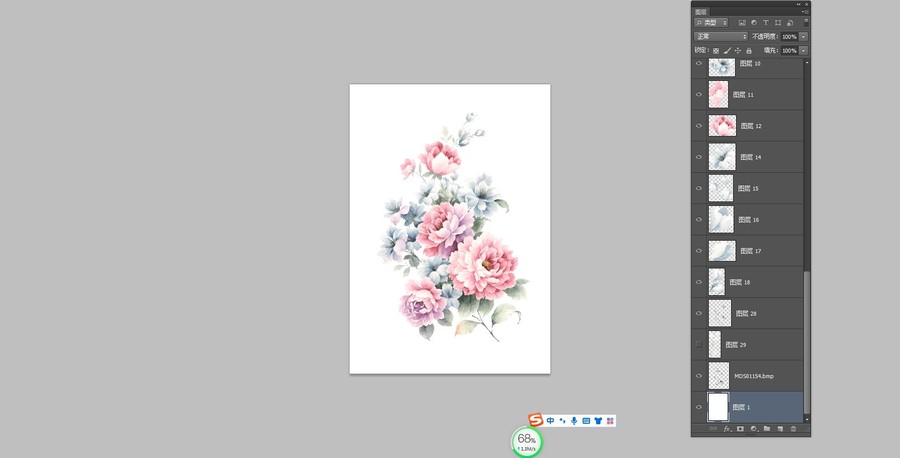 手繪牡丹花一組
