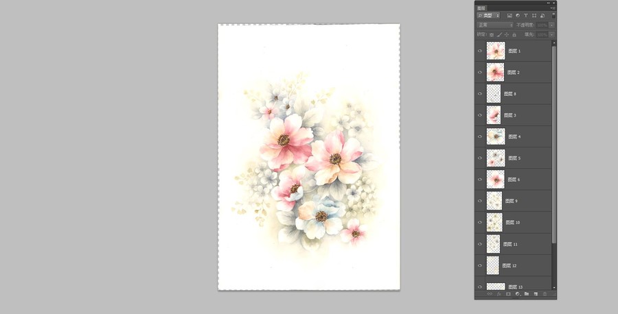 手繪小花組合
