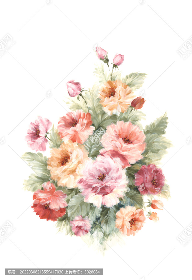 手繪水粉牡丹花