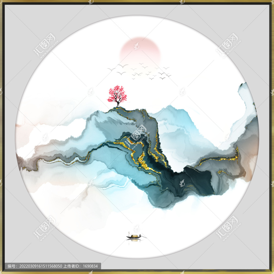高端新中式山水水墨裝飾畫