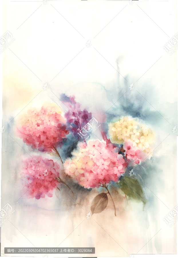 手繪繡球花