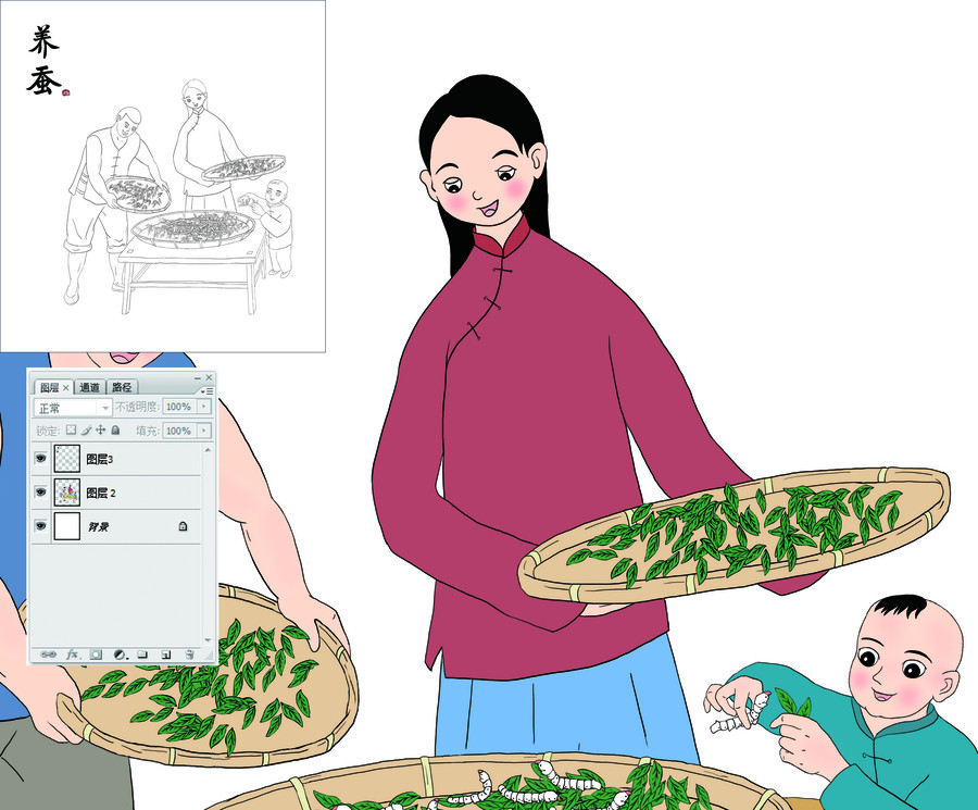 手繪插畫桑農(nóng)
