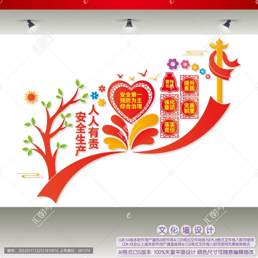 安全生產(chǎn)方針樓梯文化墻