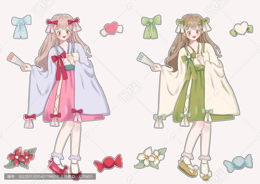 少女插畫貼紙