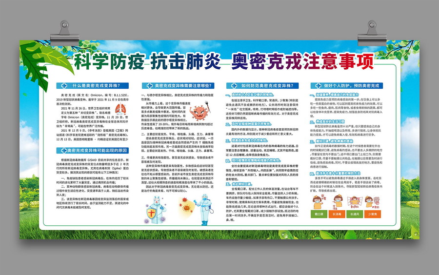 奧密克戎病毒注意事項展板海報