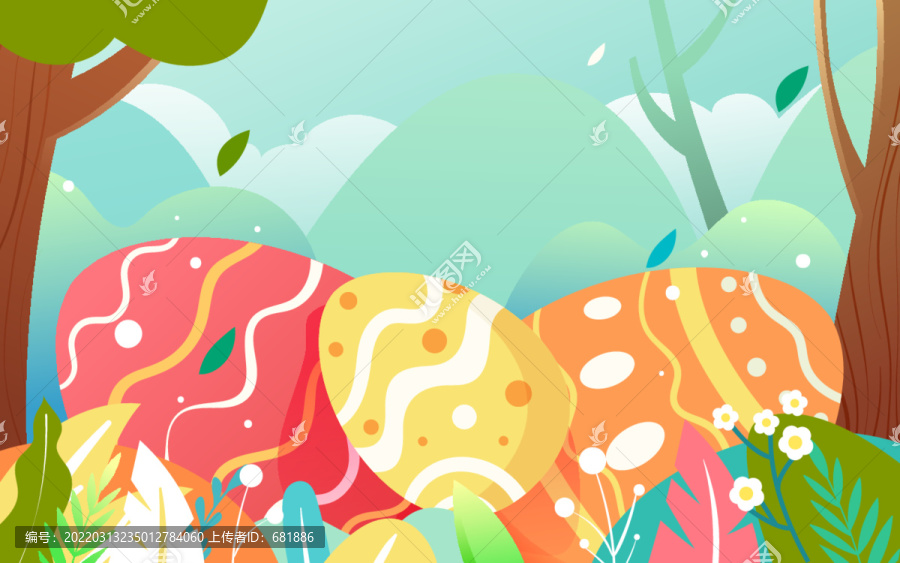 復活節(jié)兔子彩蛋森林動物插畫