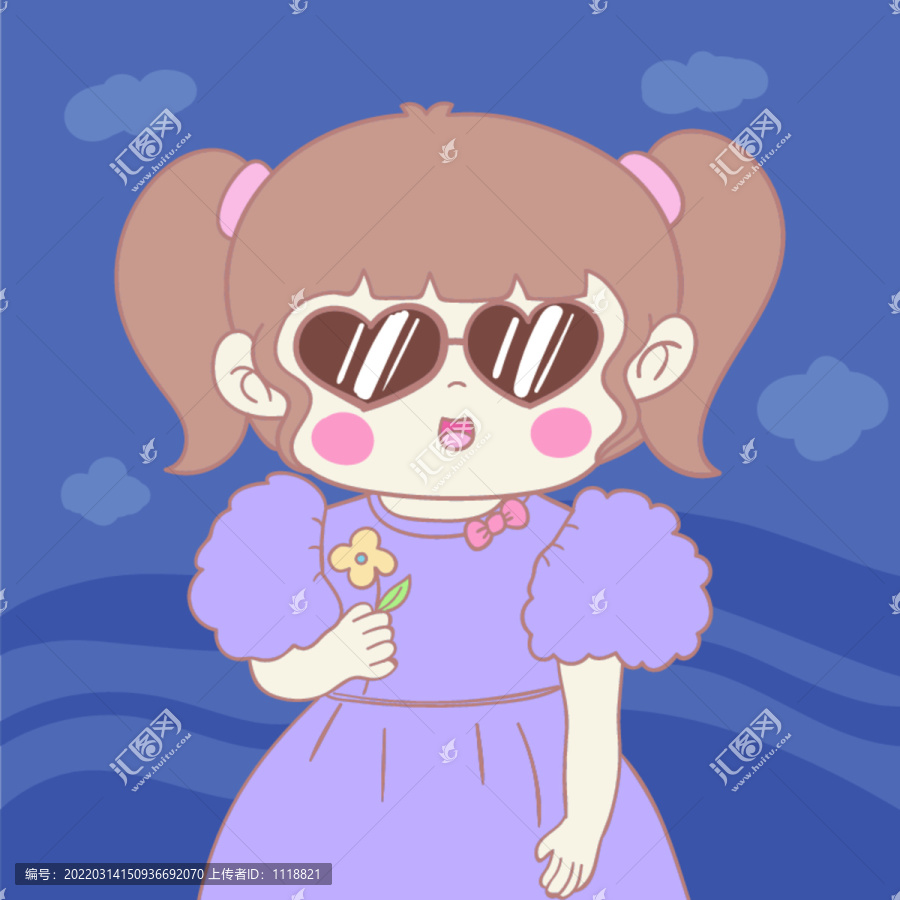卡通女孩插畫T恤印花圖案