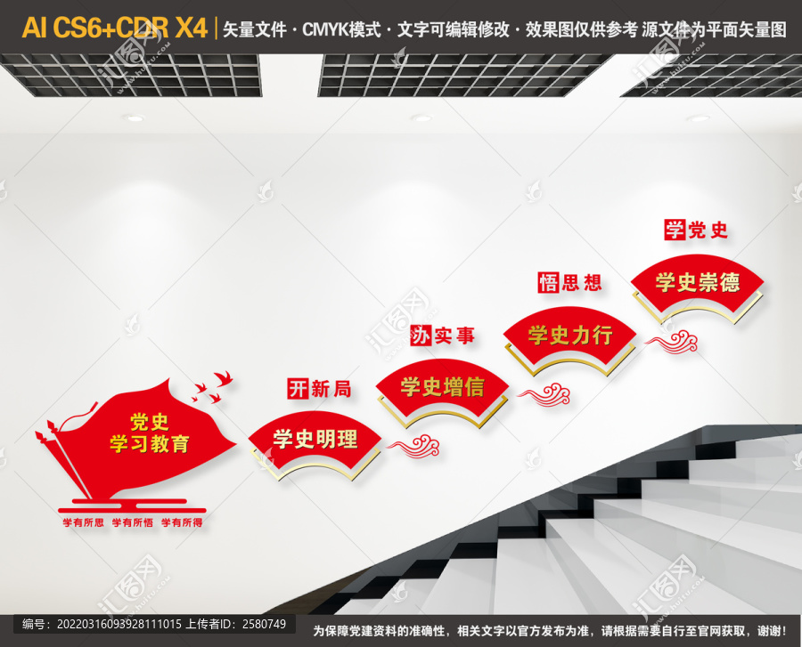 開新局學(xué)黨史樓梯文化墻