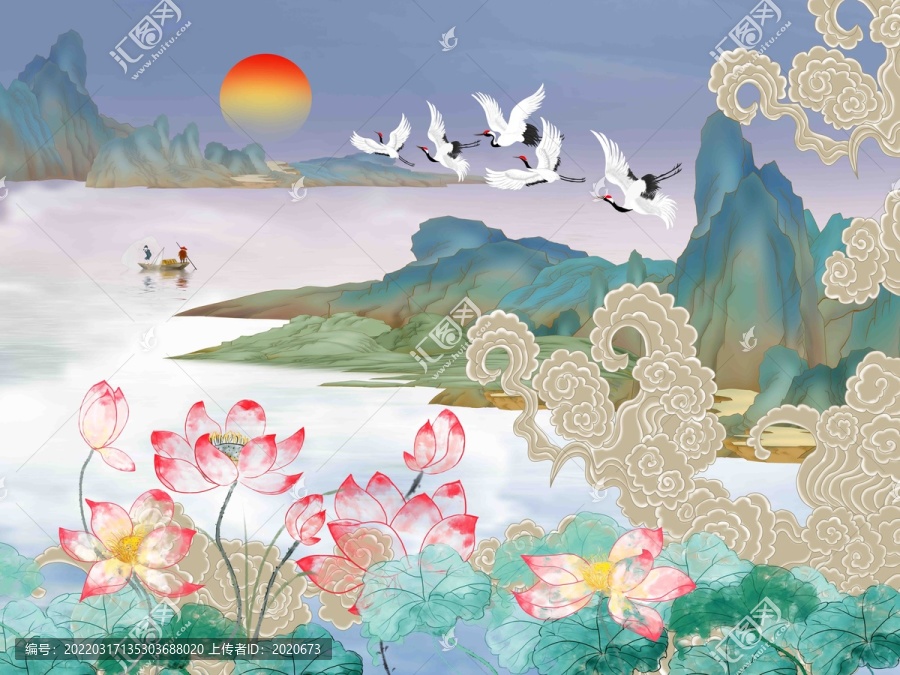 水墨荷花