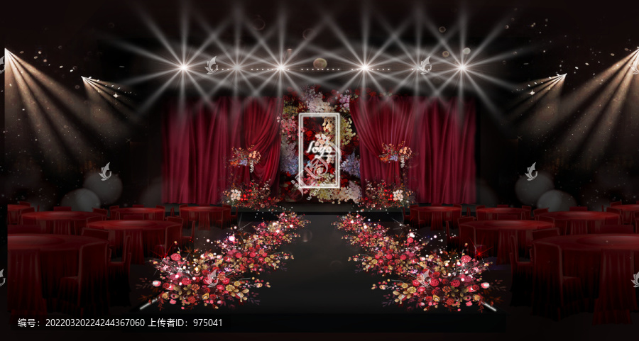 紅色秀場花藝主題婚禮效果圖