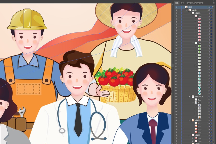 慶祝五一勞動(dòng)節(jié)卡通職業(yè)人物