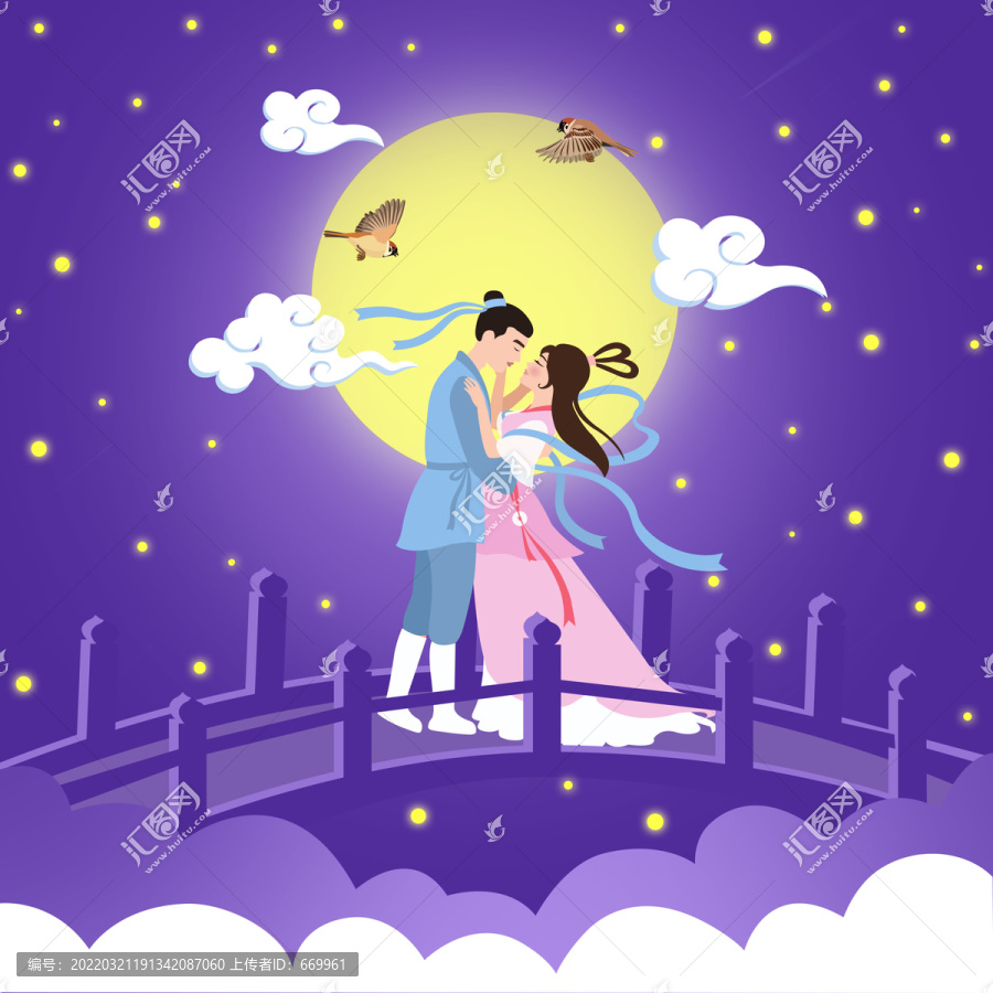 牛郎織女七夕節素材