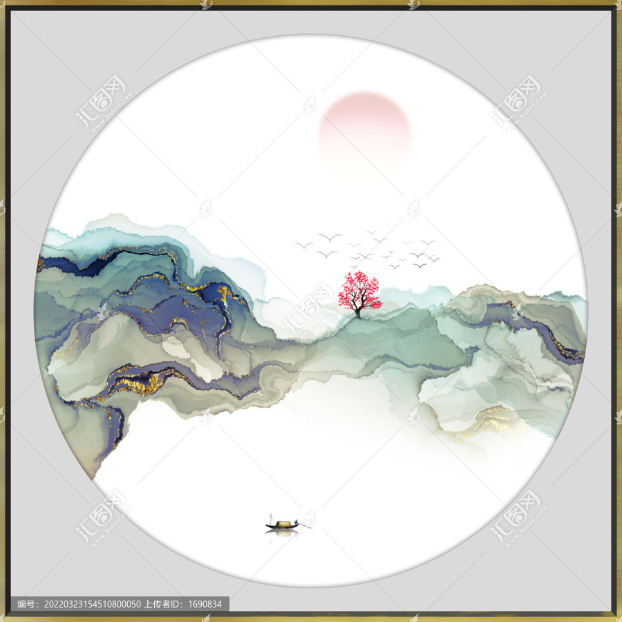 高端新中式山水水墨裝飾畫(huà)