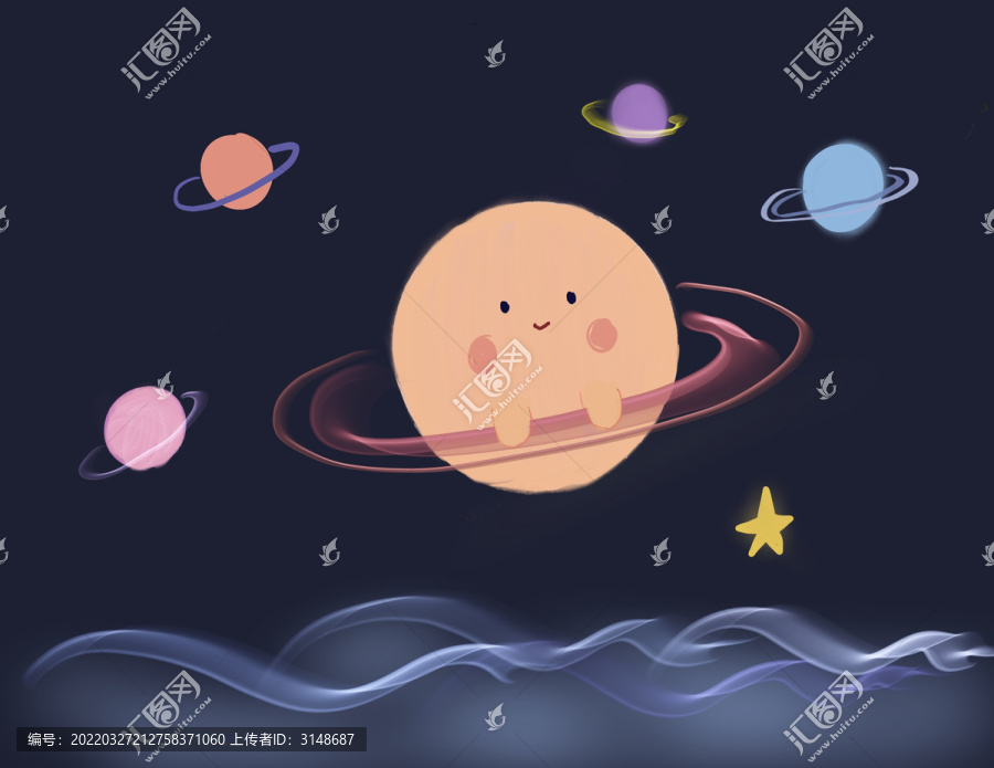 原創(chuàng)插畫太空快樂星球