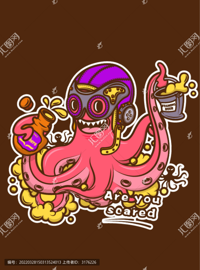 動(dòng)物潮流插畫(huà)章魚(yú)