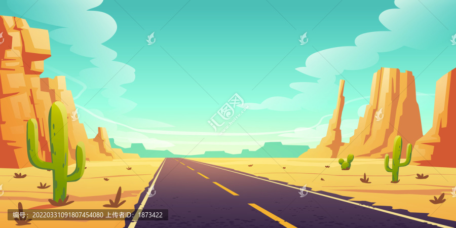 白天沙漠道路插圖