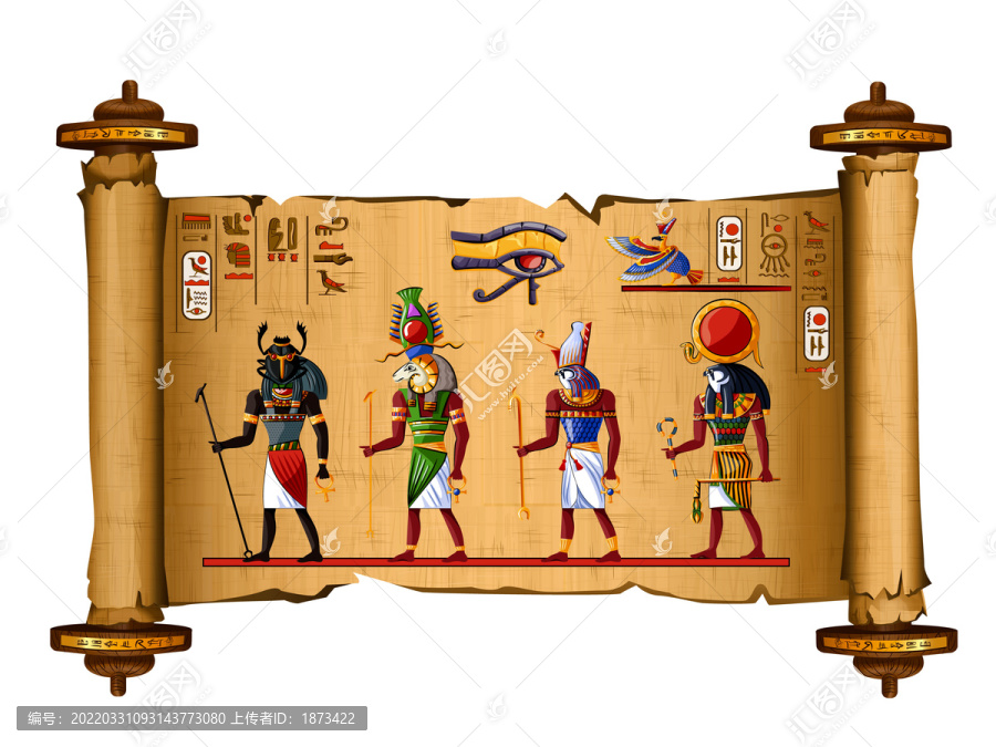 古代復古卷軸,埃及人獸插圖