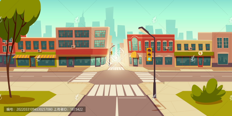 繽紛建筑街景,十字路口插圖