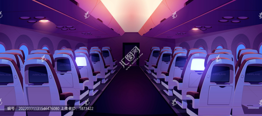 紫色調(diào)列車廂座椅插圖