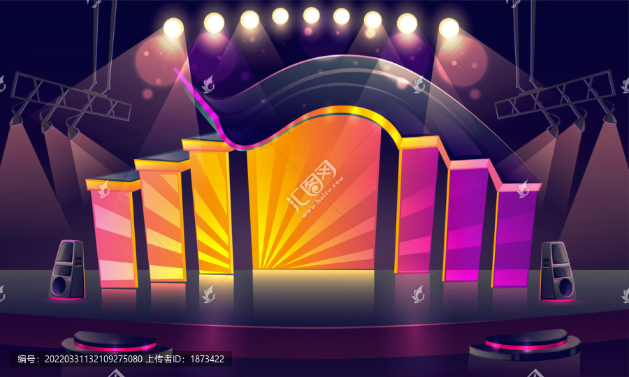 鮮艷炫光現(xiàn)代舞臺(tái)插圖