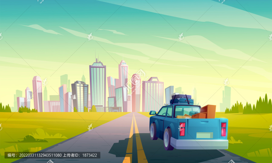 貨車行駛公園道路插圖