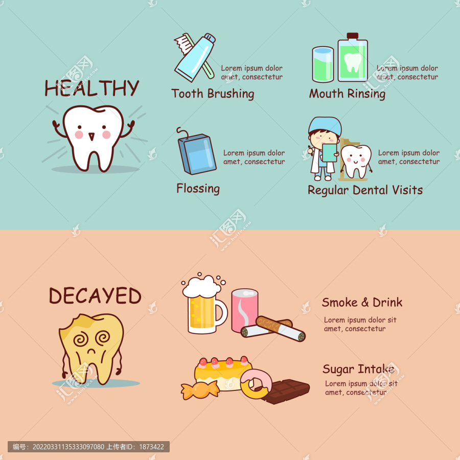 健康与衰变牙齿对比插图