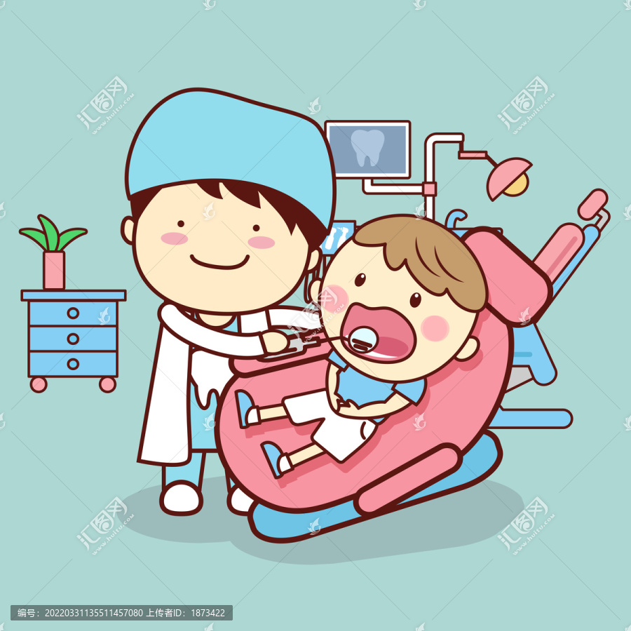 牙医检查儿童牙齿插图