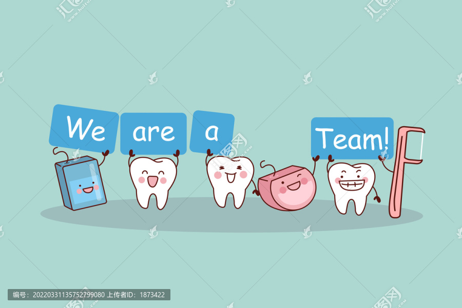 可爱牙齿团队插图