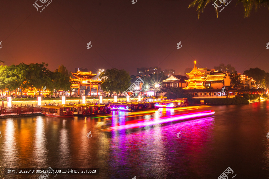 南京夫子庙秦淮河景区夜景