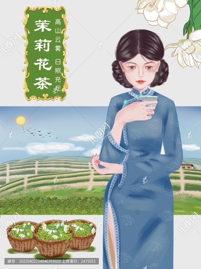 茉莉花茶插画