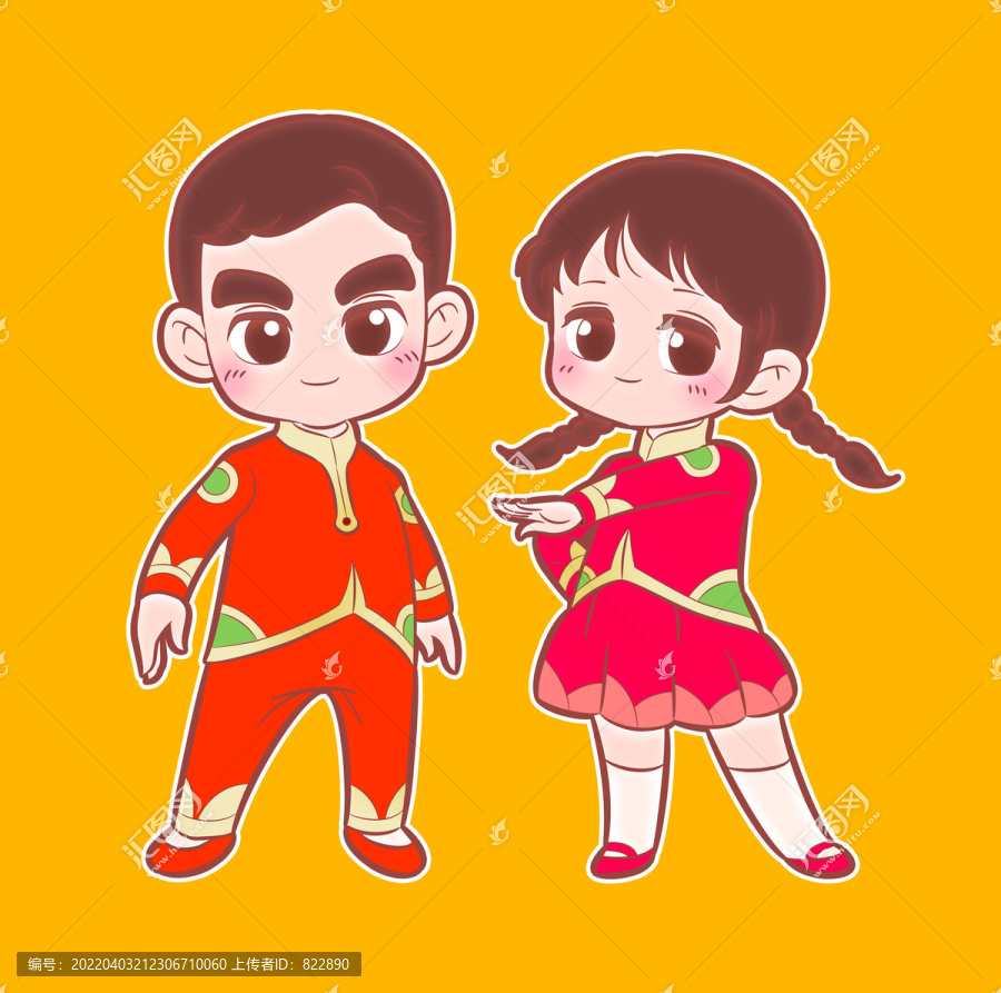 卡通學(xué)生男孩女孩