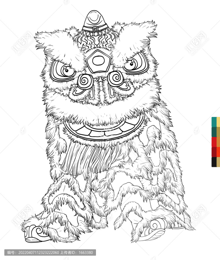 國潮舞獅線稿