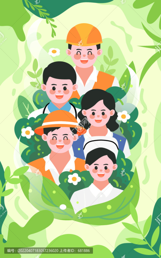 五一勞動(dòng)節(jié)致敬職業(yè)勞動(dòng)者插畫(huà)