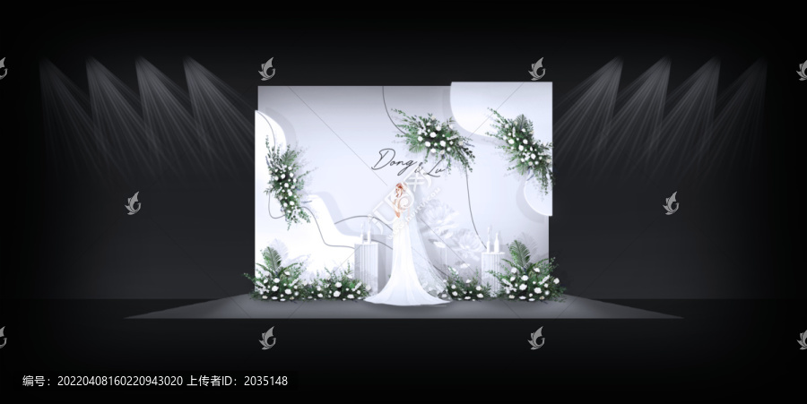 白绿色韩式简约时尚婚礼