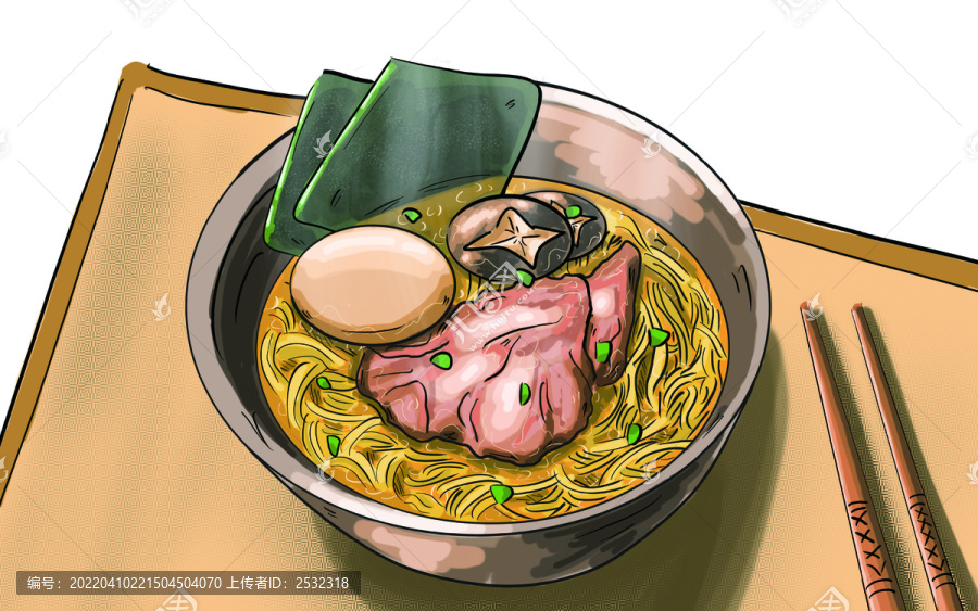 豚骨拉面日料美食插畫(huà)